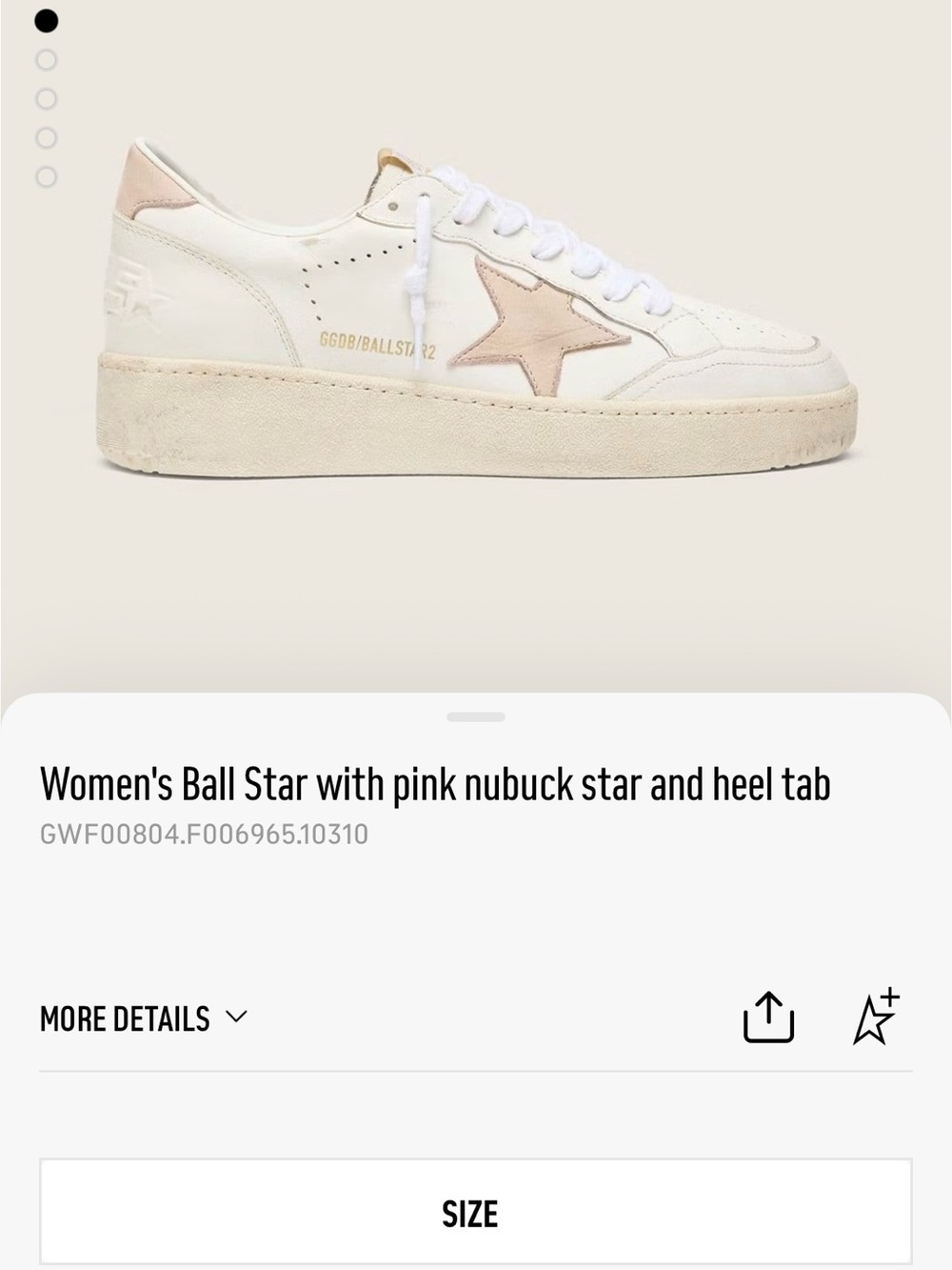 Golden Goose Women's Ball Star Leather Sneakers Pink Nubuck Star Size 40